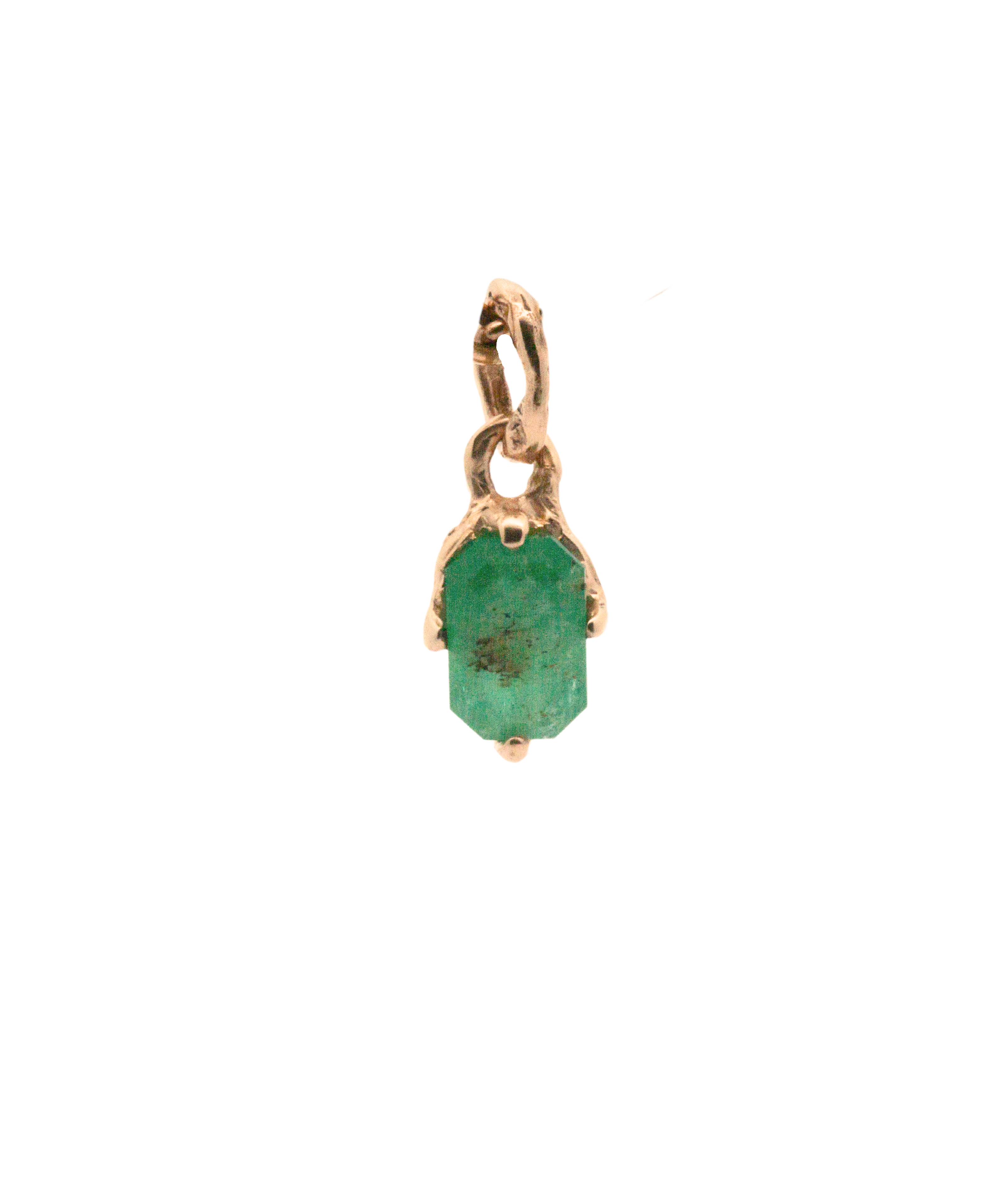 OOAK No. 68 PEEKABOO Emerald Charm in 14K Yellow Fairmined Gold

