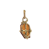 OOAK PORTRAIT Charm in 14K Fairmined gold with hessonite garnet, hand-carved