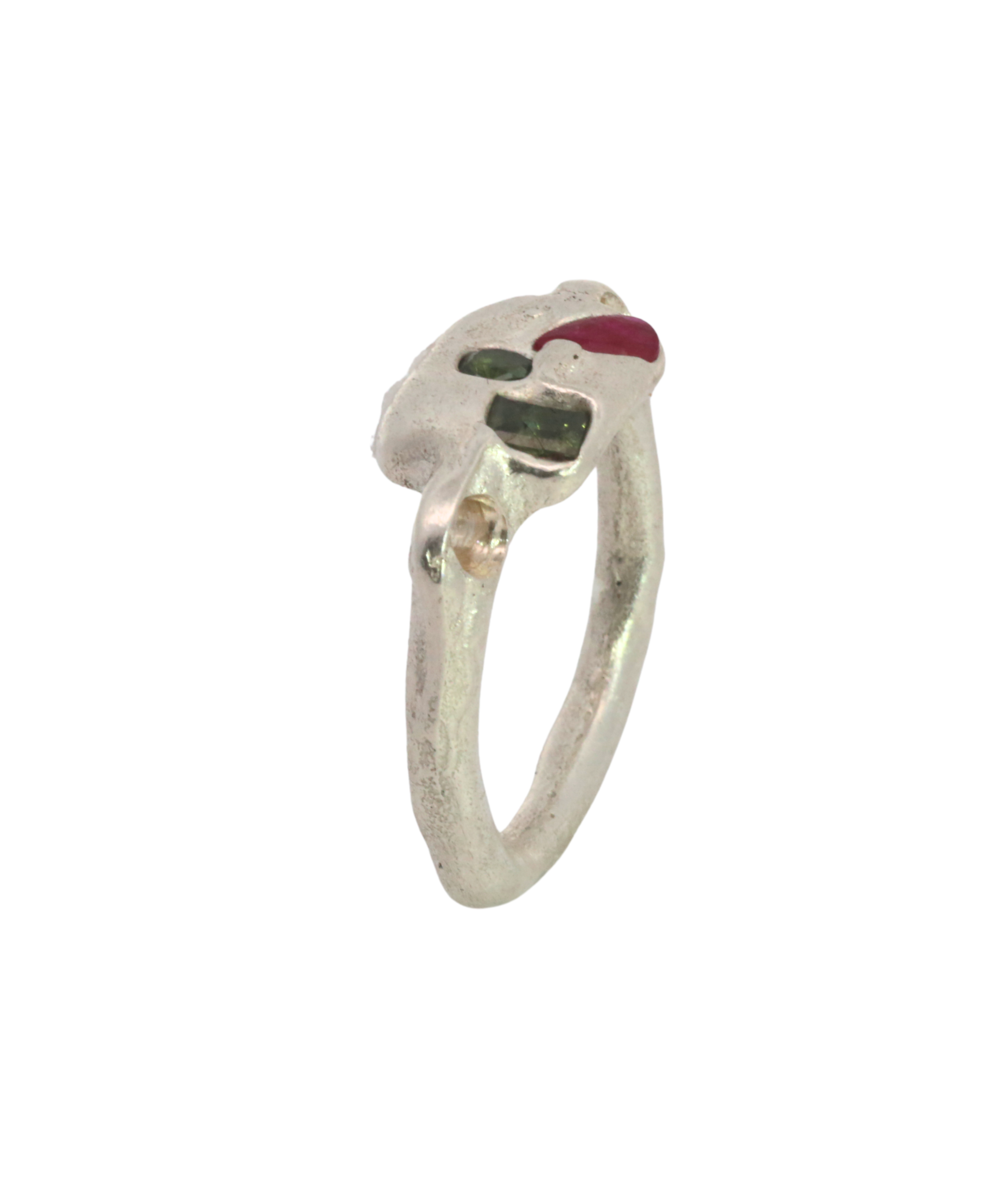 SEB Ring worn on hand, recycled sterling silver