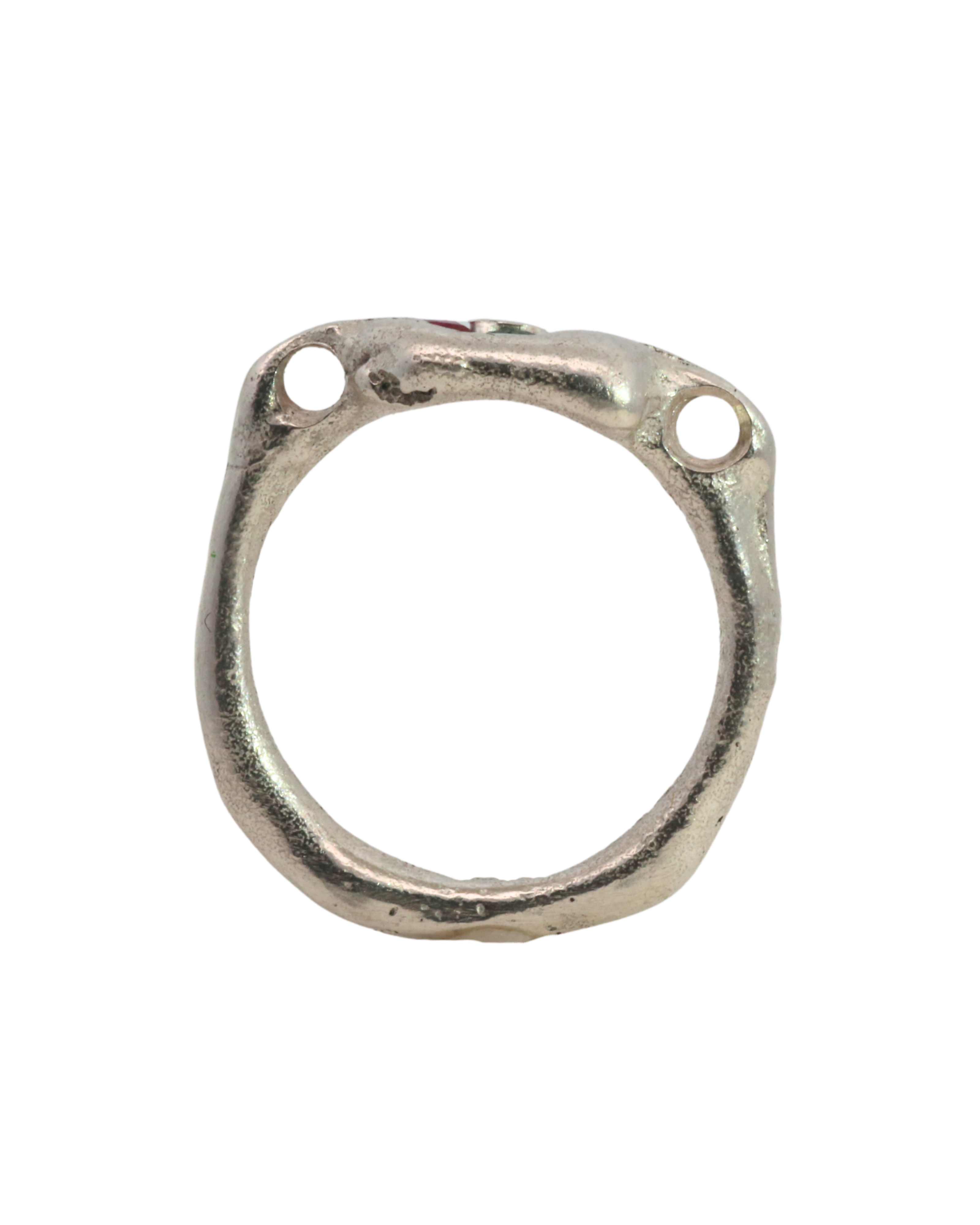SEB Pinky Ring texture close-up showing sand cast detail, recycled sterling silver