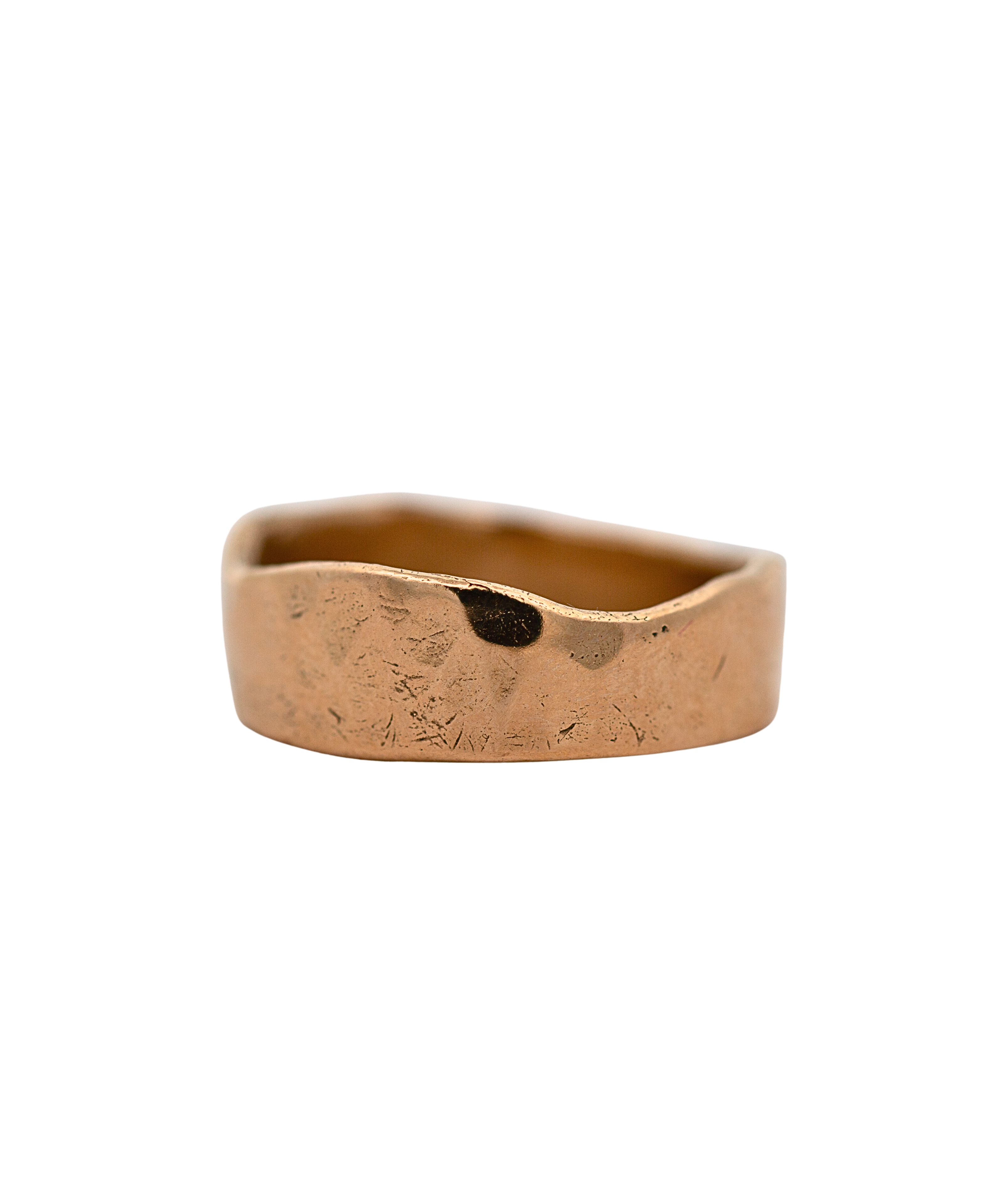 SIGR WATER Medium Half Straight Ring in 14K Fairmined gold with wavy and straight edges