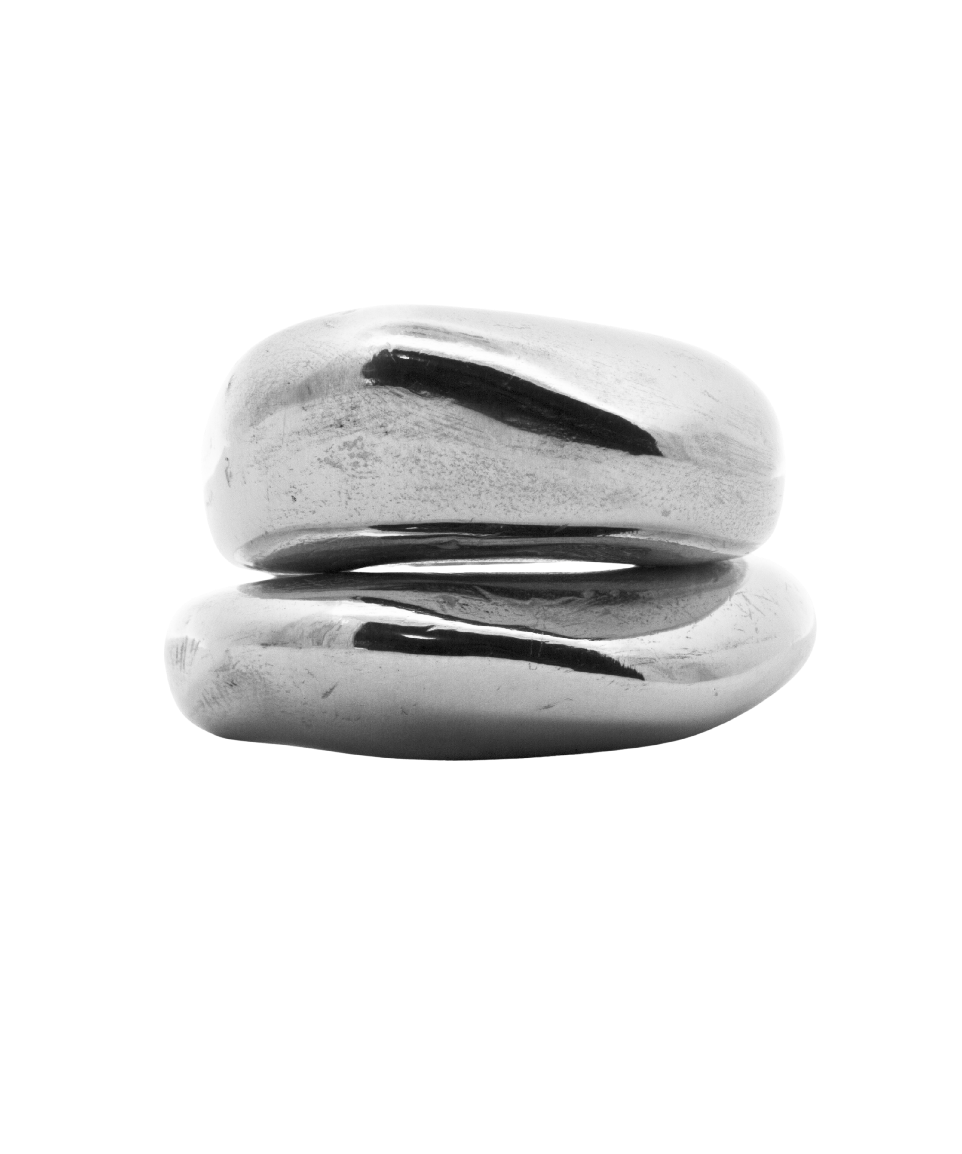 GLENR Dome Ring Stack in recycled sterling silver, hand-carved