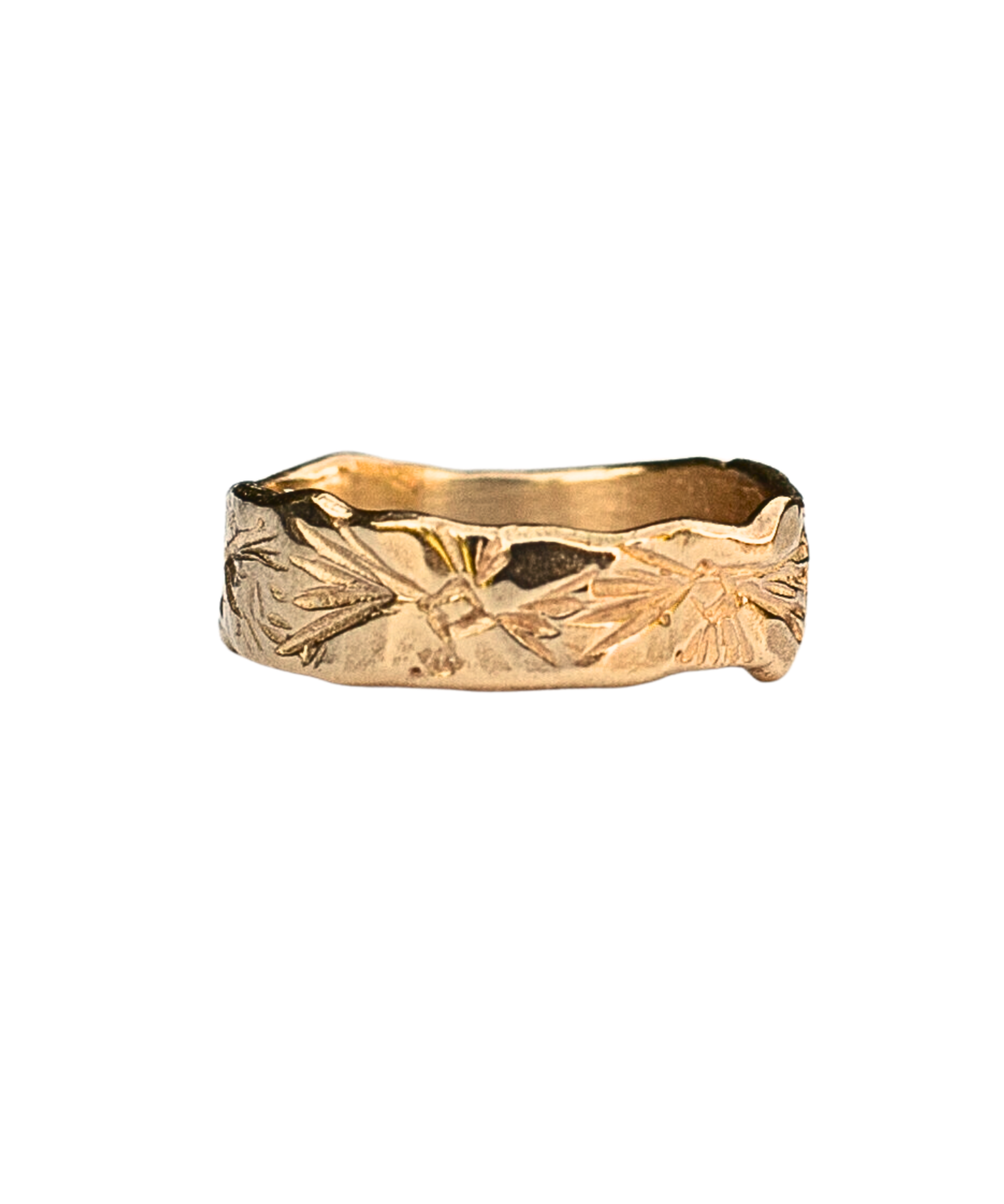 WESTERN FLORAL Band Ring in Fairmined Gold with Floral Texture