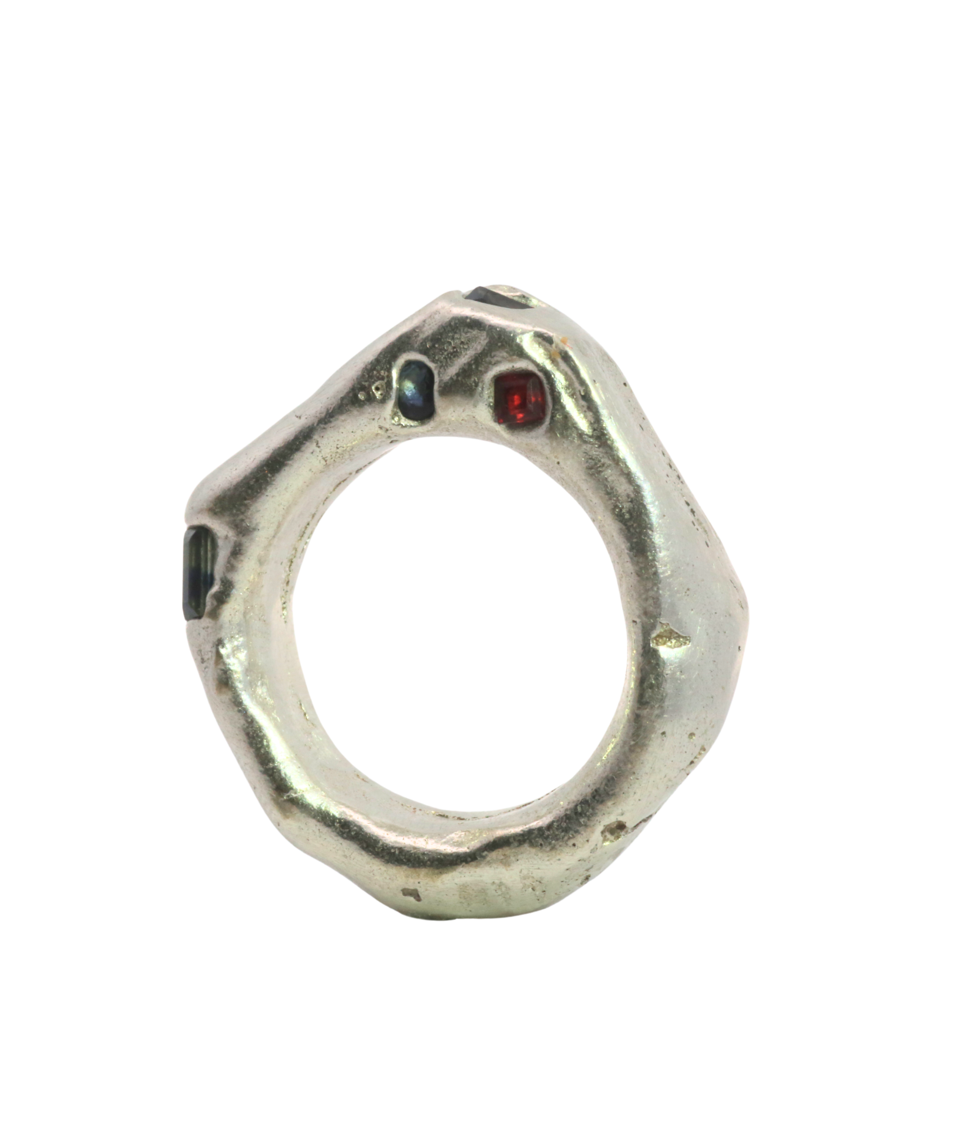WILDER Ring texture close-up showing sand cast detail, recycled sterling silver
