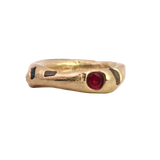WILDER II Ring in 14K Fairmined gold with sapphires and ruby, sand cast