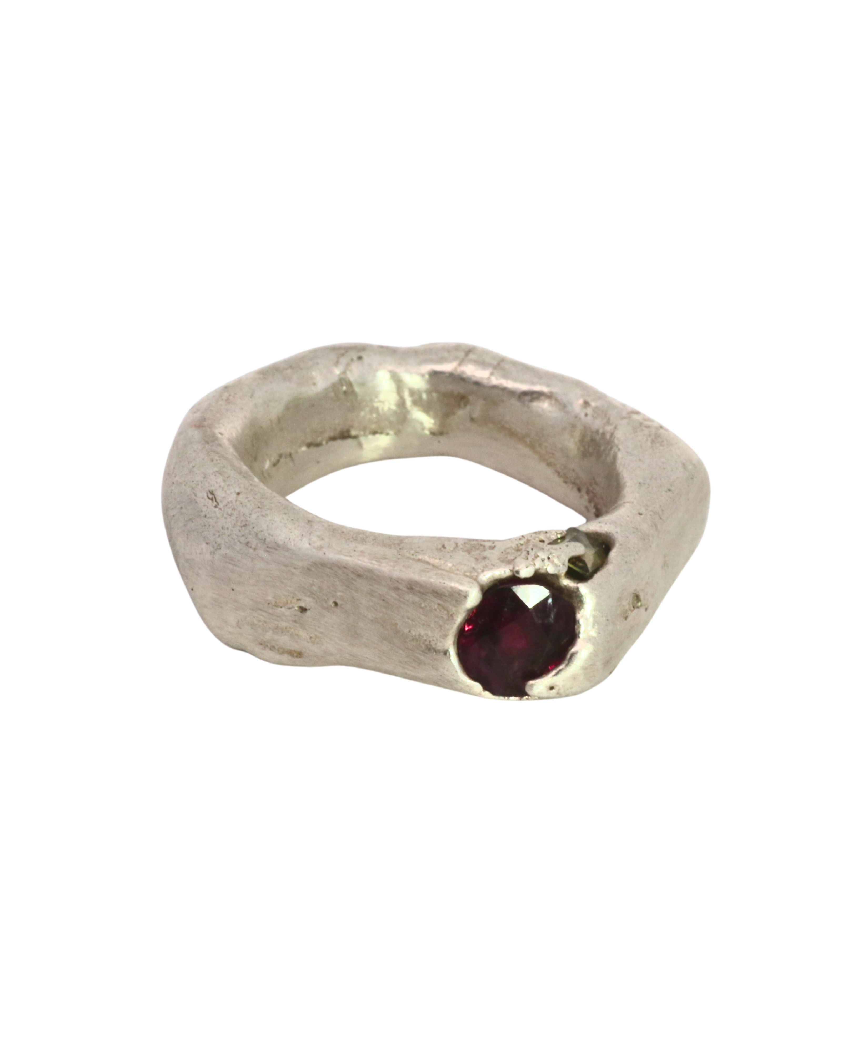 WILDER Ring texture close-up showing sand cast detail, recycled sterling silver