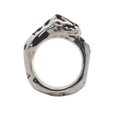 ANIMAL Big Cat Statement Ring No.092601 - Sterling Silver + Sapphires, Ruby