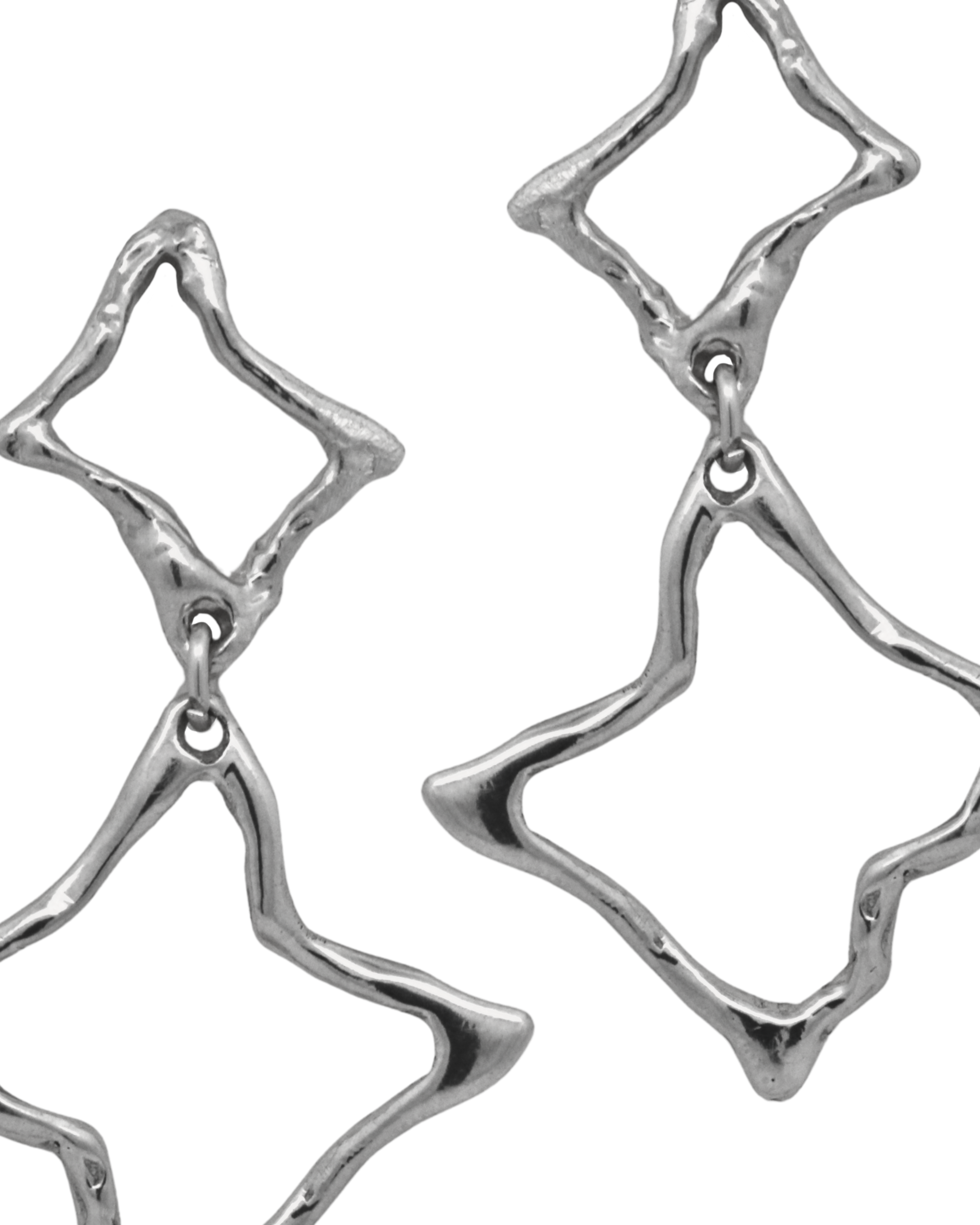 BIG STAR Earrings in recycled sterling silver, lost wax cast