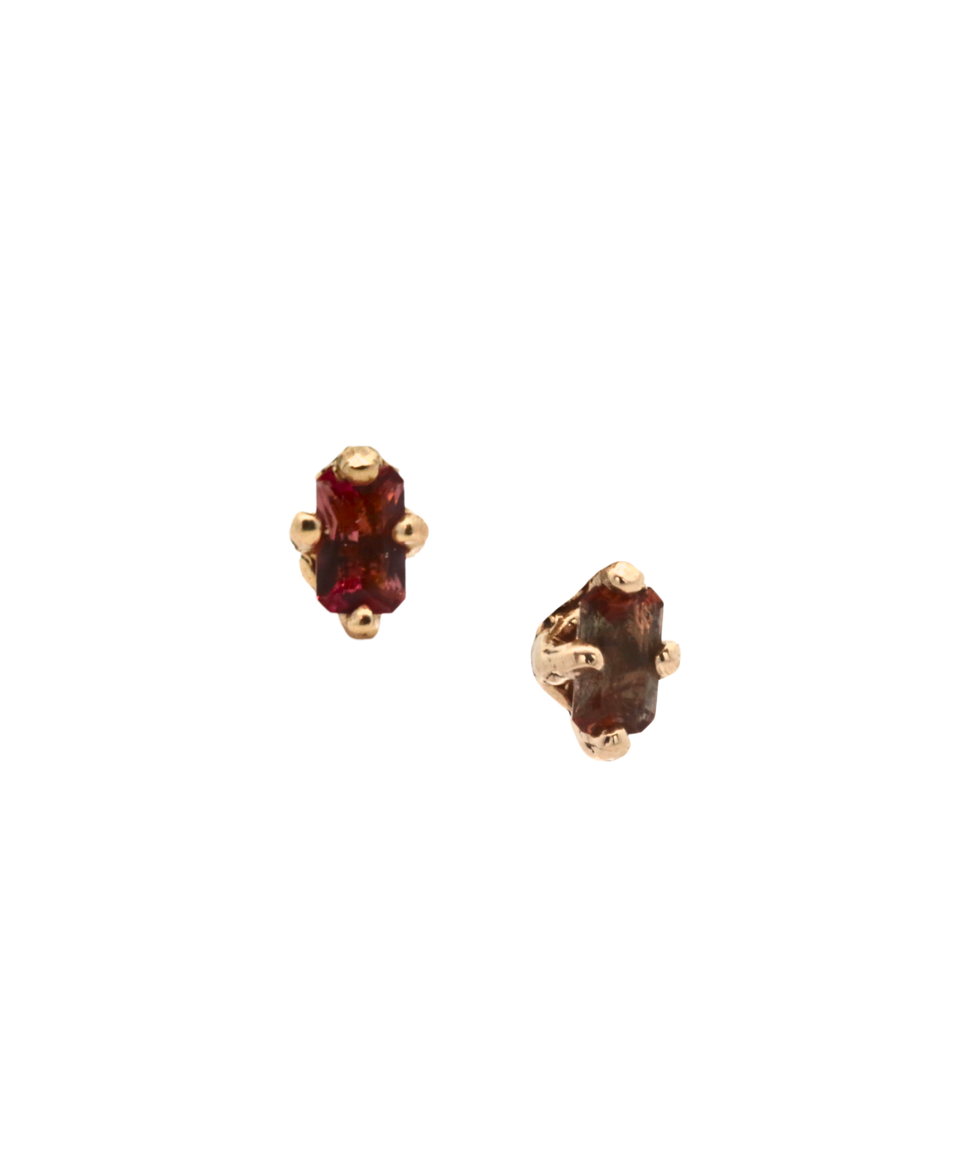 BIRGITTE Stud earring worn on ear, 14K Fairmined gold