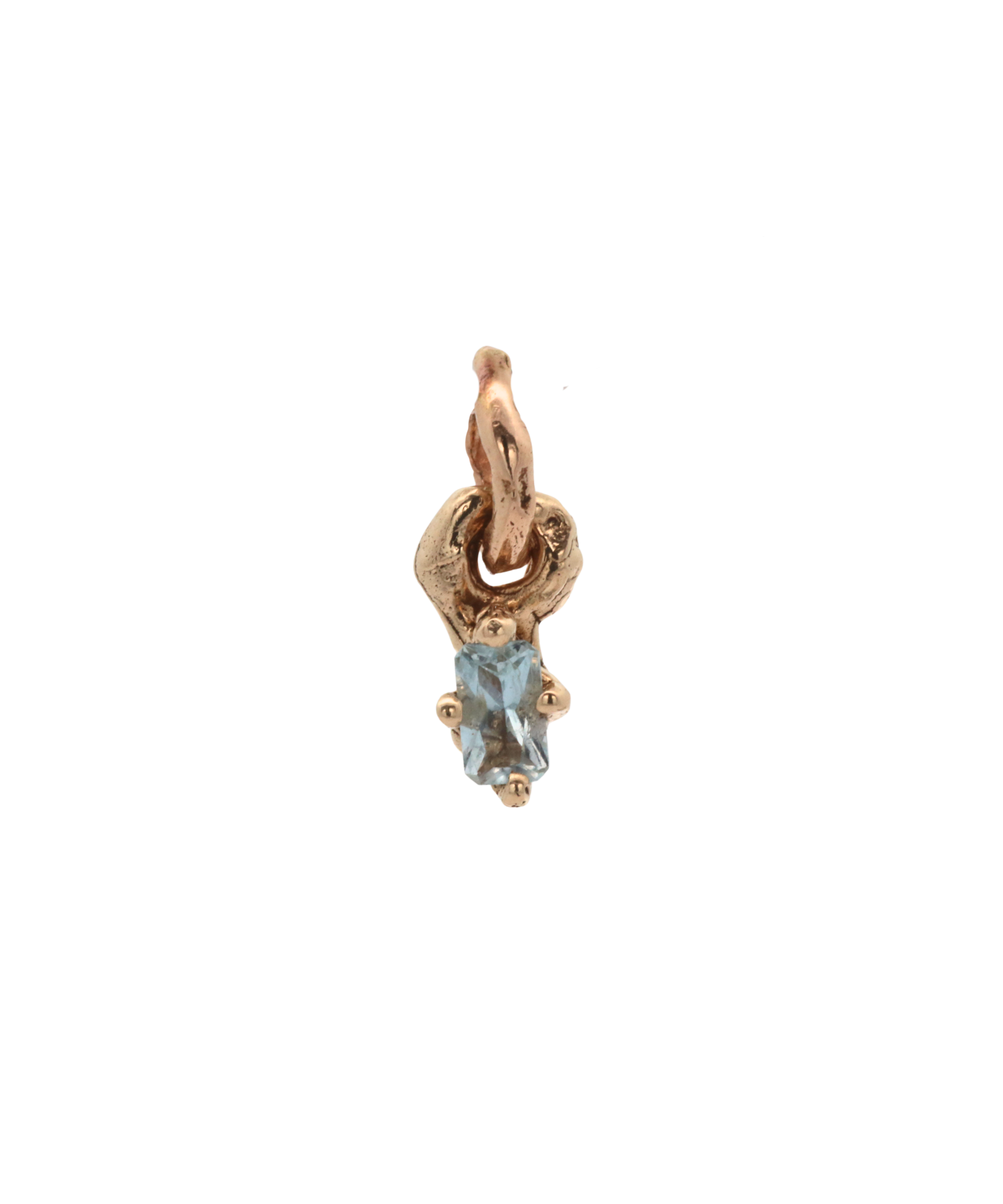 BIRGITTE Charm in 14K Fairmined gold with aquamarine, lost wax cast