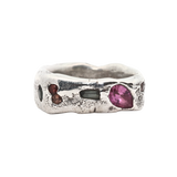 Cliff Ring No. 042625 - Sterling Silver + Sapphires