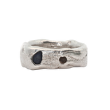 Cliff Ring No. 042611 - Sterling Silver + Sapphires