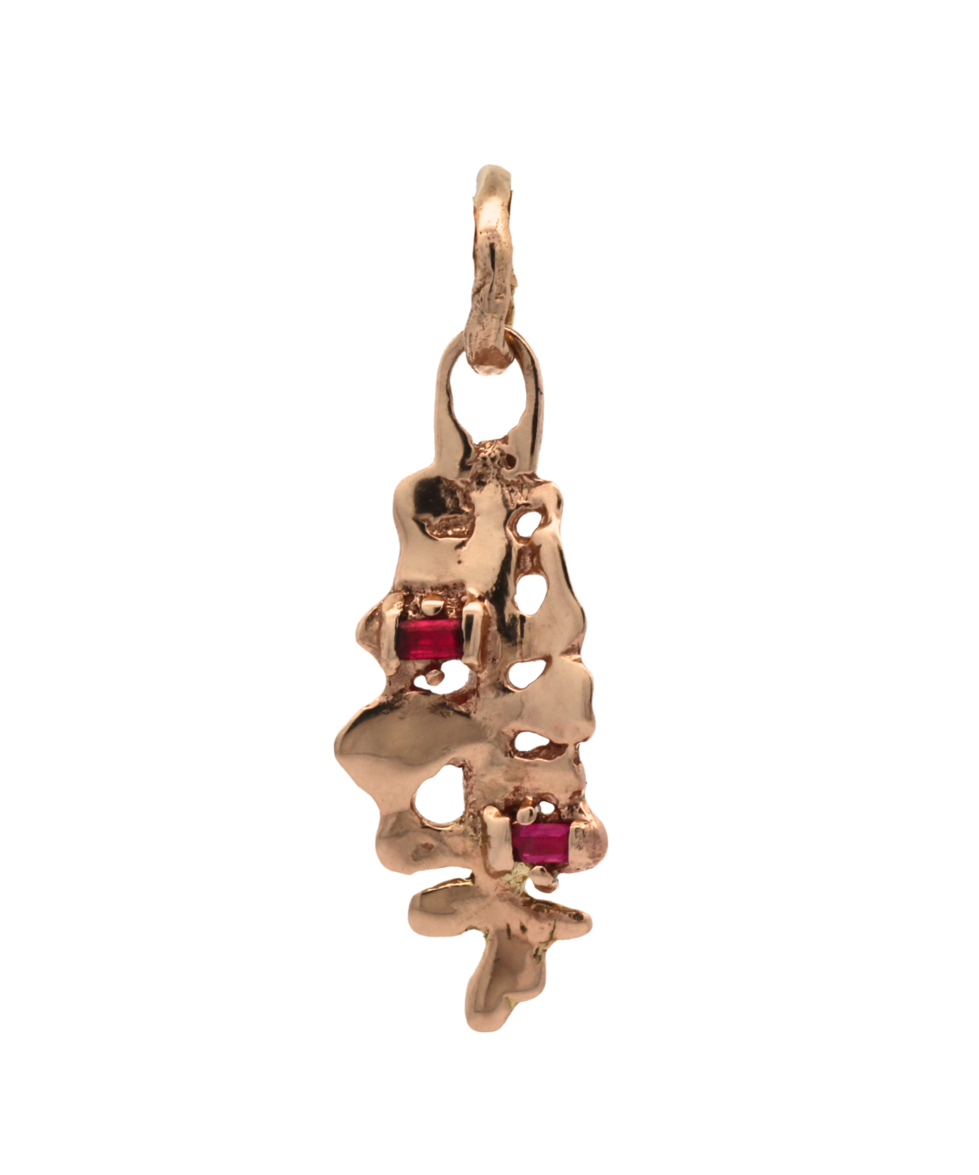 Dorte Pendant in 14K Fairmined gold with rubies, lost wax cast