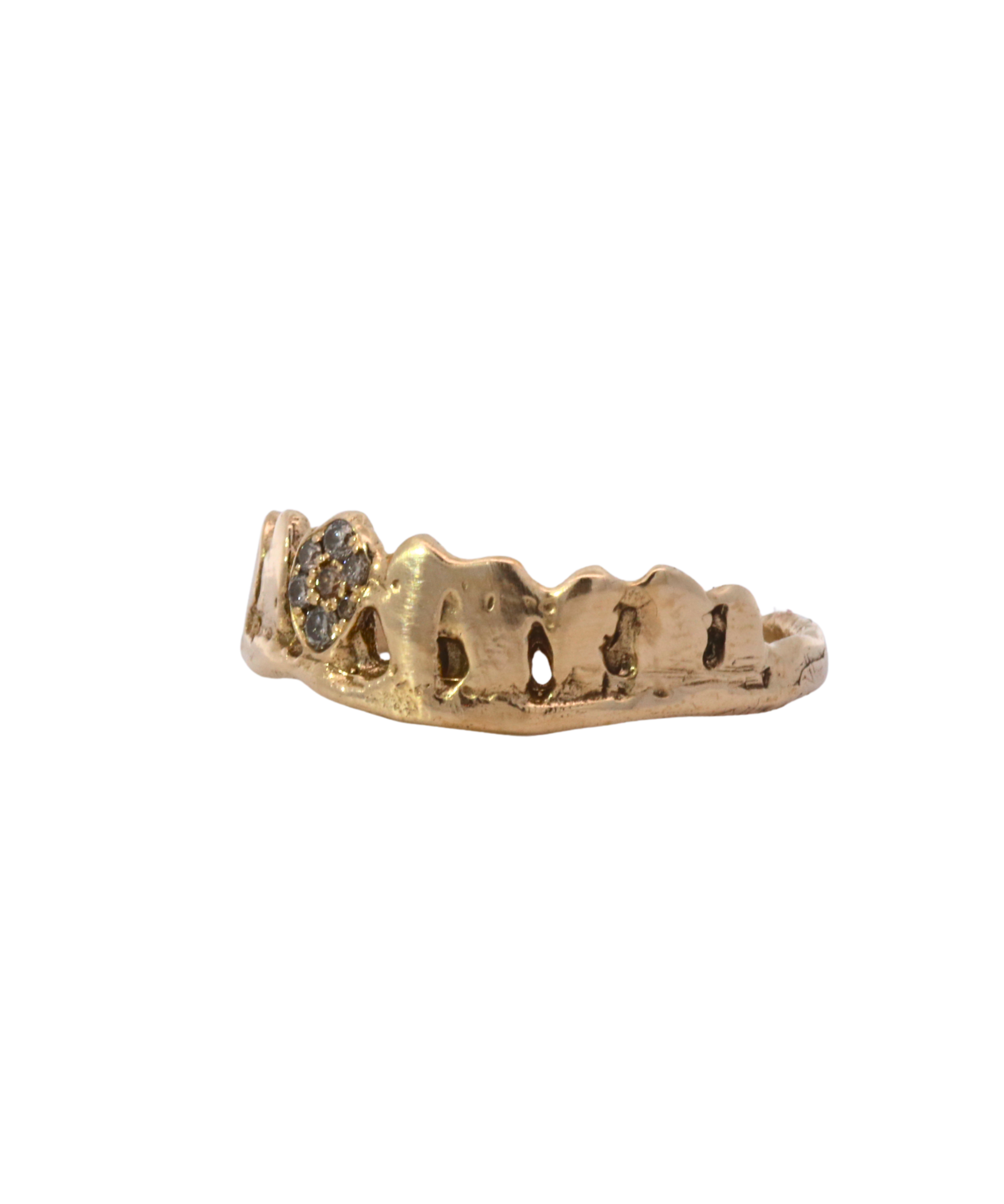 DORTE Crown Stacker Ring worn on hand, 14K Fairmined gold