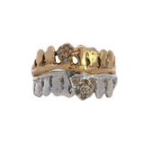 DORTE Crown Stacker Ring - 14K Gold + Diamond Pavé