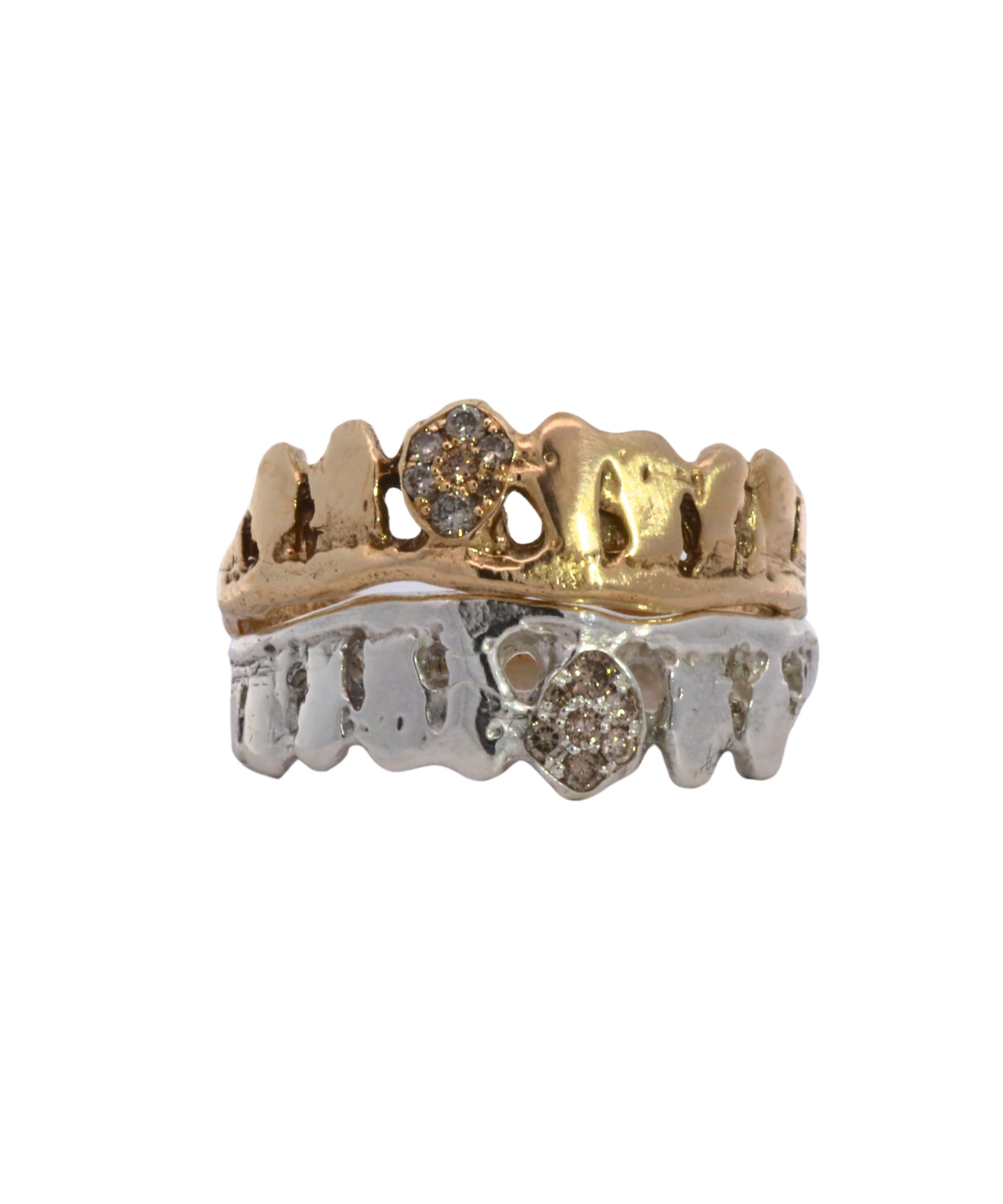 DORTE Crown Stacker Ring texture close-up, lost wax cast finish
