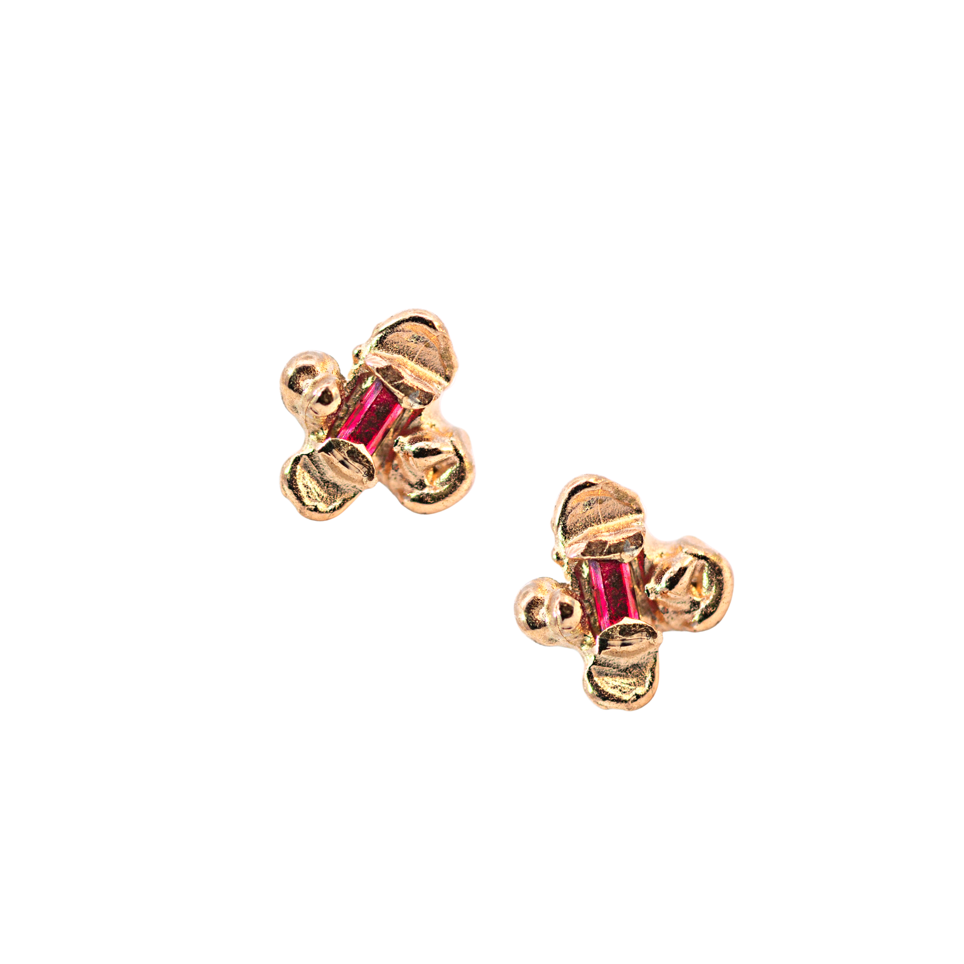 IDUN Stud Earring - Gold + Ruby