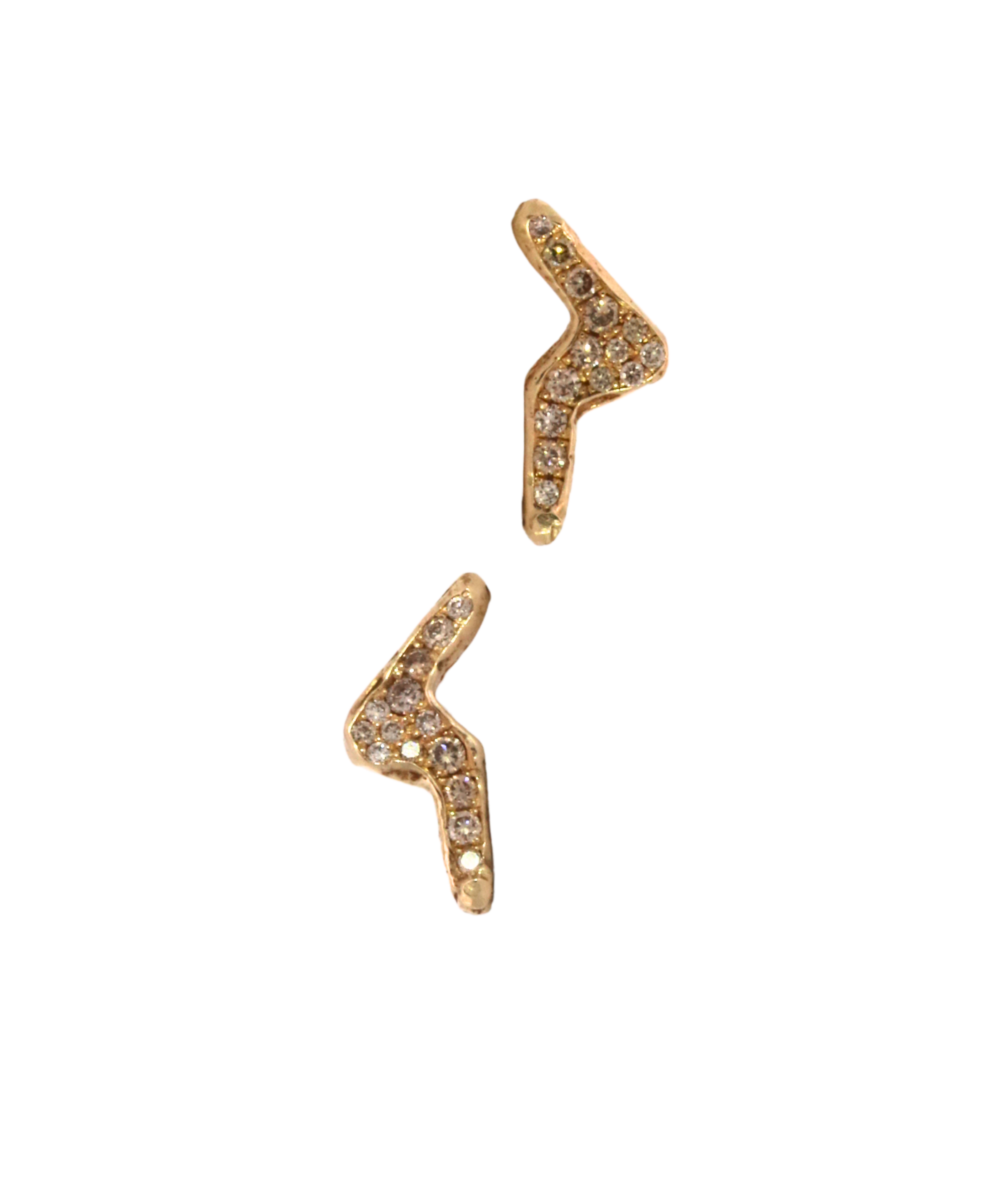Lightning Stud Earring Single worn on ear, 14K Fairmined gold