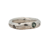 MADRONE HEAVY Sand Cast Ring No. 042608 - Sterling Silver + Sapphires