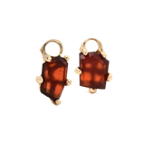 No.91 OOAK Hoop Charm Pair - Hessonite Garnet + 14K Gold