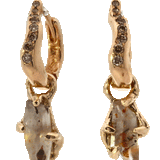 No.90 OOAK Hoop Charms Pair - Rainbow Lattice Quartz + 14K Gold