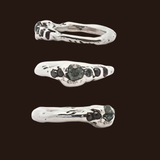 RAVEN Ring No. 092602 - Sterling Silver, Sapphires, Black Diamonds, Diamond - Size 5.5