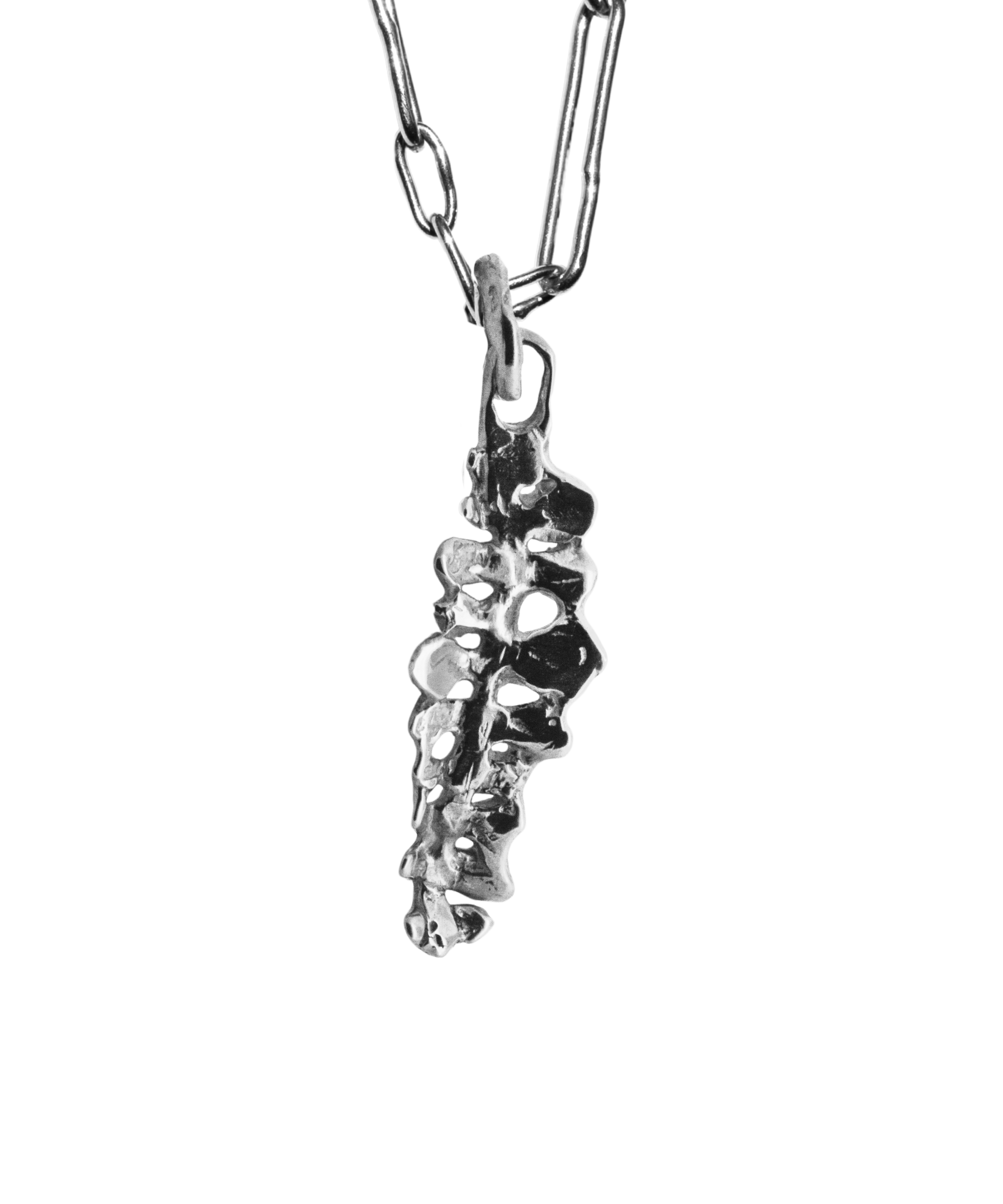 BIG FERN Pendant worn on neck, recycled sterling silver