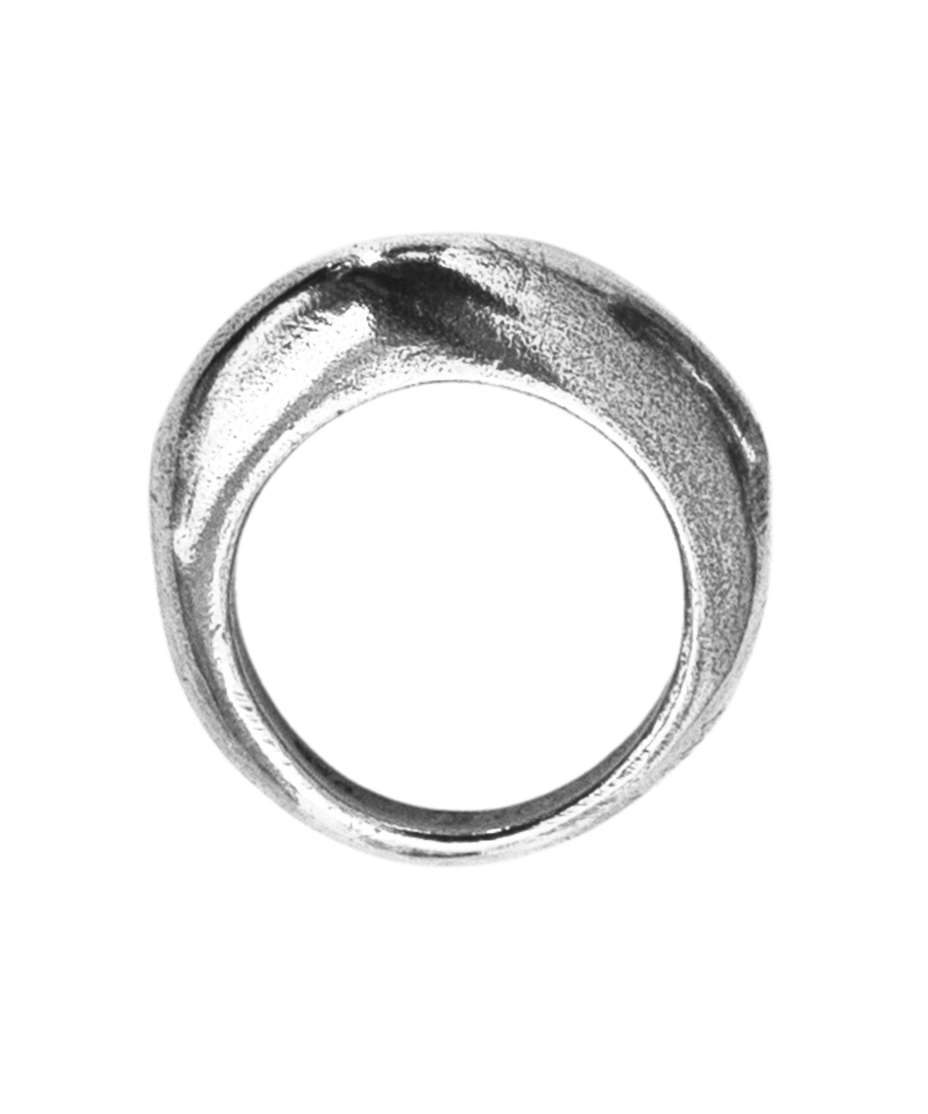 GLENR Round Dome Ring scale view, recycled sterling silver