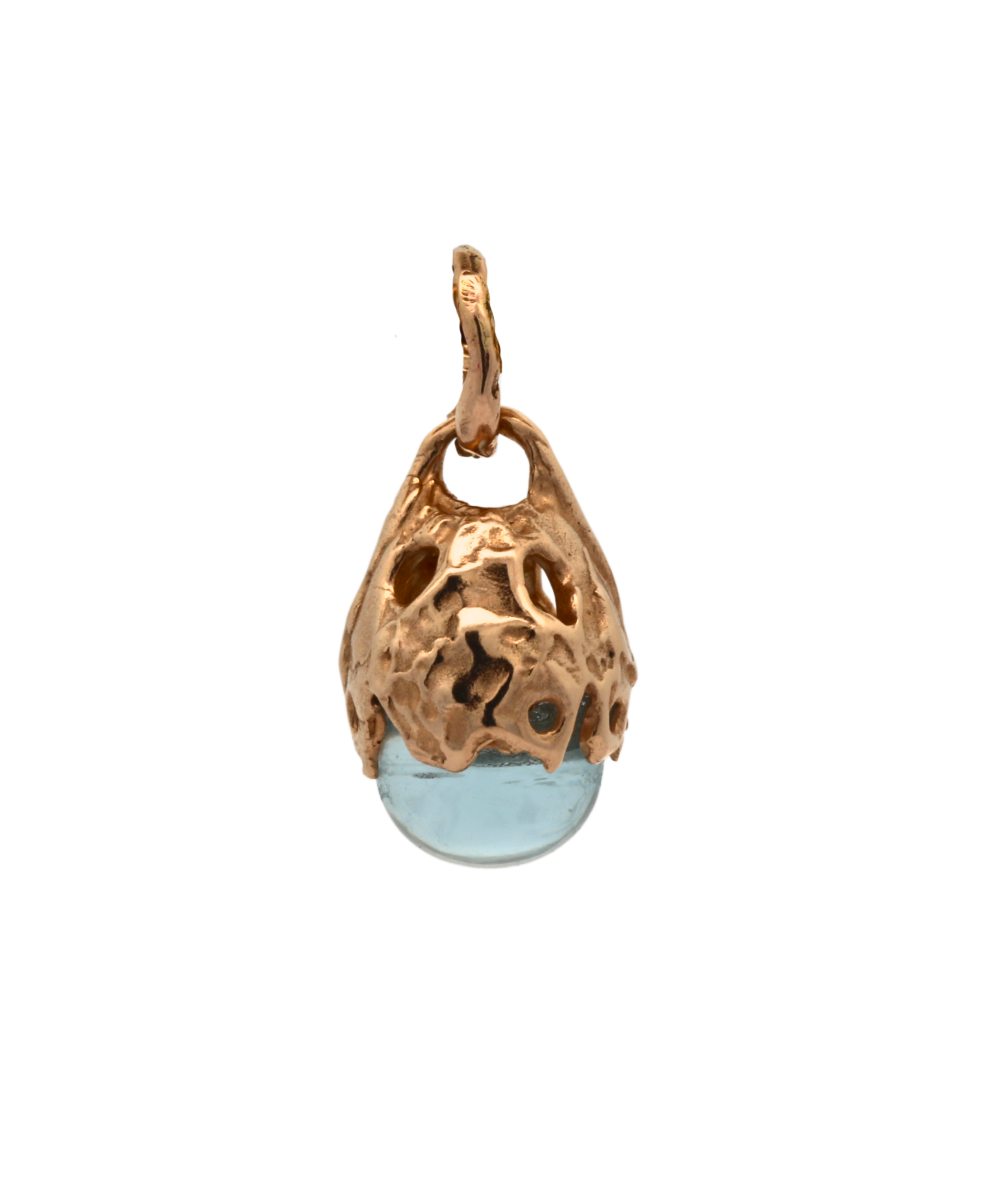 SPERO Pendant in 14K Fairmined gold with aquamarine, hand-carved