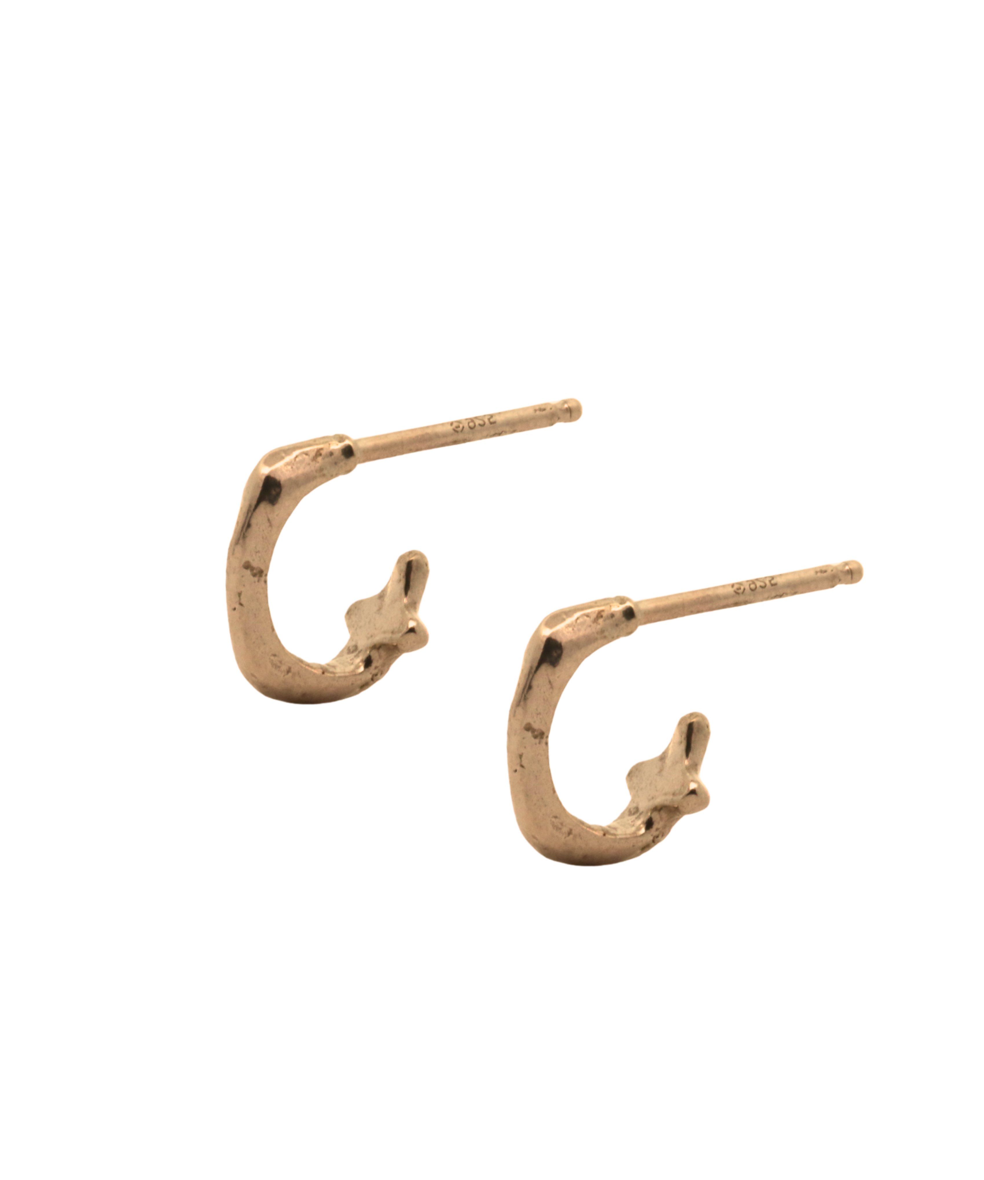 STAR Mini Hoops in 14K Fairmined gold, hand-carved