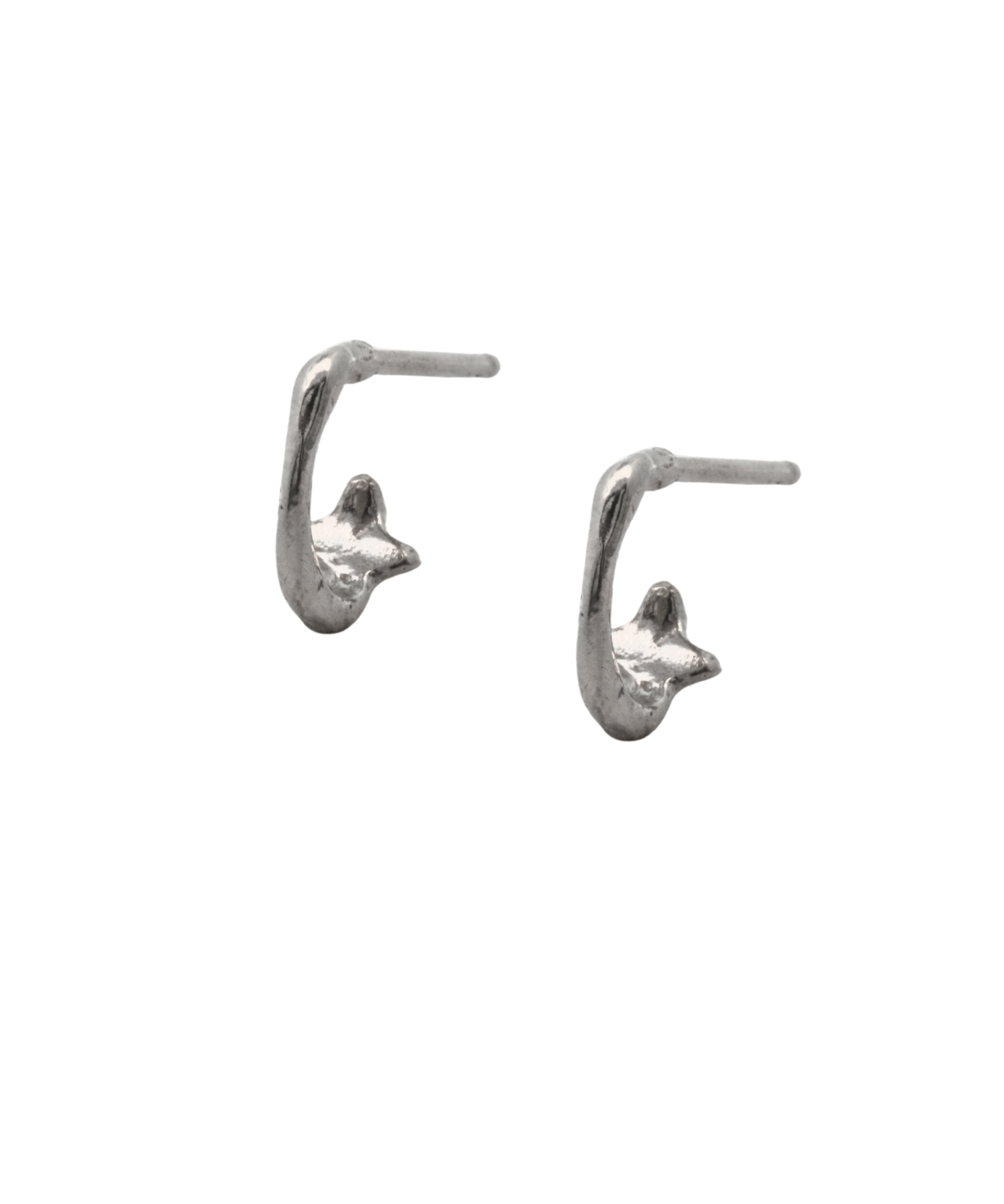 STAR Mini Hoops worn on ear, recycled sterling silver