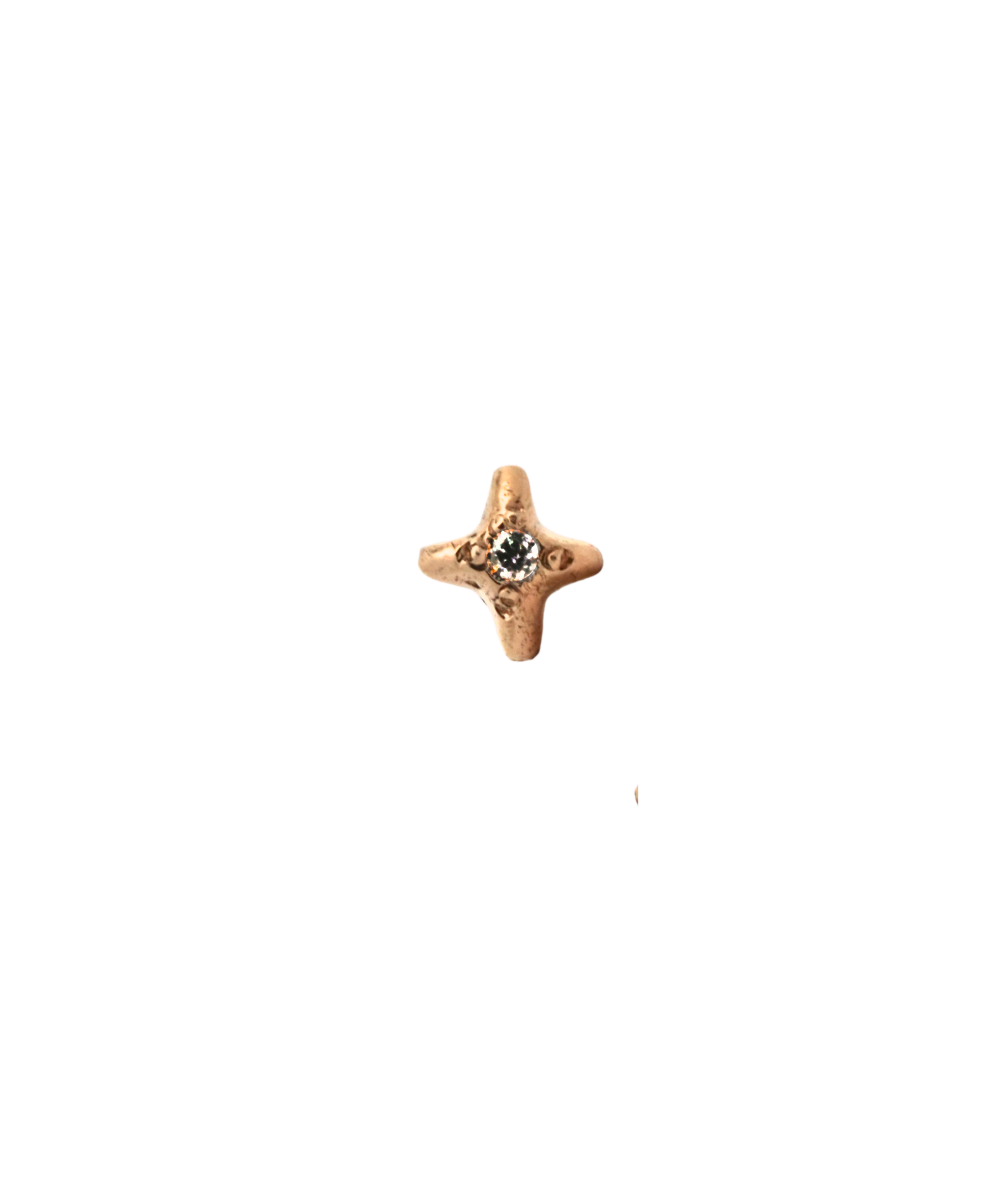 Star Stud Earring in 14K Fairmined gold with diamond, lost wax cast