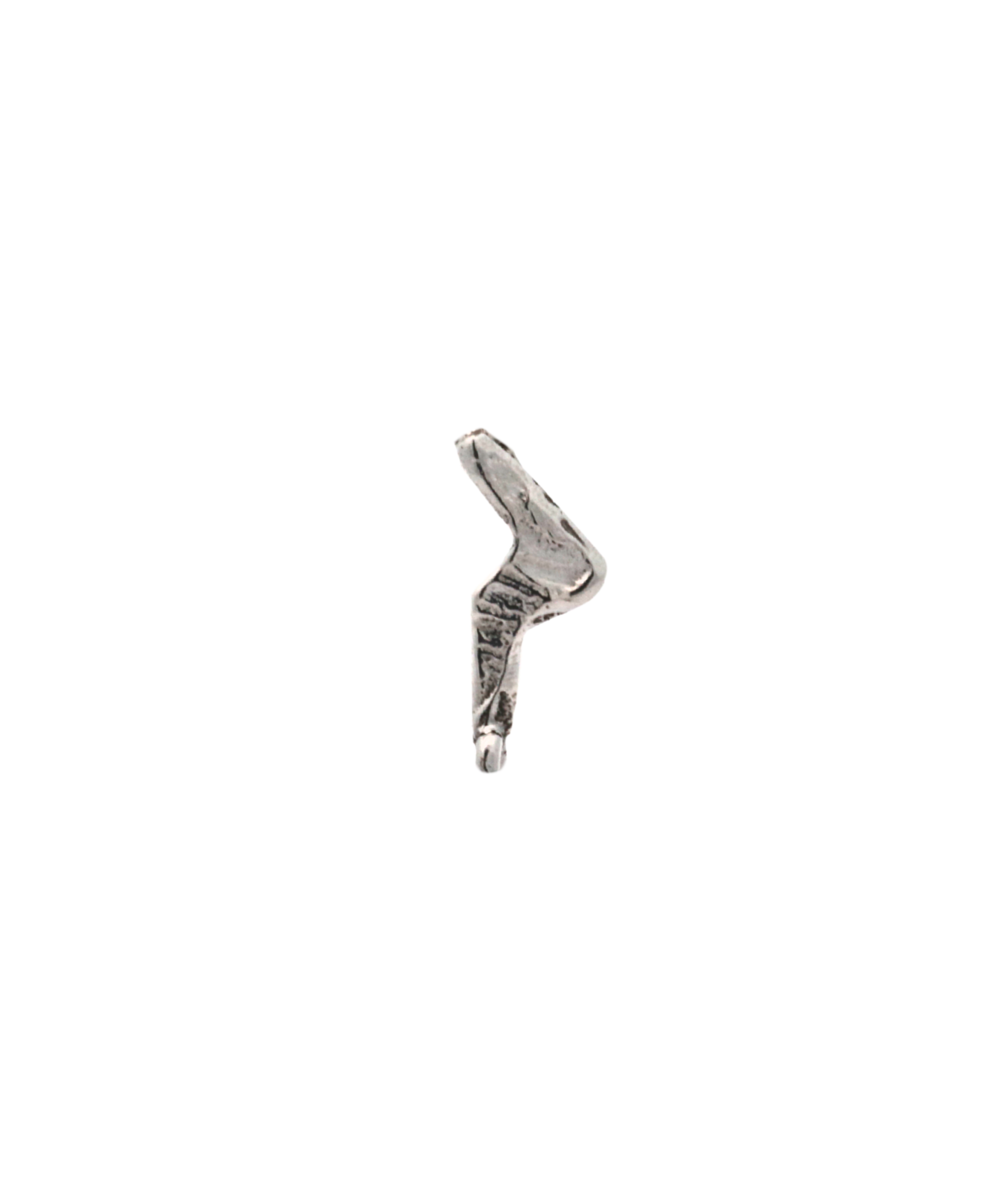Lightning Stud Earring Single in recycled sterling silver, lost wax cast