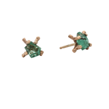 X Stud Earrings - Gold + Emerald