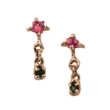 X TEAR Earrings - Pink Spinel, Sapphire - Single or Pair