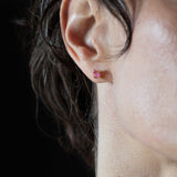 X Stud Earrings - Pink Spinel - Single or Pair